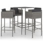 vidaXL 5-tlg. Gartenbar-Set mit Kissen Poly Rattan Grau vidaXL 5-tlg. Gartenbar-Set mit Kissen Poly Rattan Grau