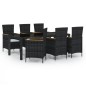 vidaXL 7-tlg. Garten-Essgruppe mit Auflagen Poly Rattan Schwarz vidaXL 7-tlg. Garten-Essgruppe mit Auflagen Poly Rattan Schwarz