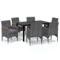 vidaXL 7-tlg. Garten-Essgruppe mit Kissen Poly Rattan Grau vidaXL 7-tlg. Garten-Essgruppe mit Kissen Poly Rattan Grau