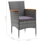 vidaXL 7-tlg. Garten-Essgruppe mit Kissen Poly Rattan Grau vidaXL 7-tlg. Garten-Essgruppe mit Kissen Poly Rattan Grau