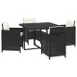 vidaXL 5-tlg. Garten-Essgruppe mit Kissen Poly Rattan Schwarz vidaXL 5-tlg. Garten-Essgruppe mit Kissen Poly Rattan Schwarz