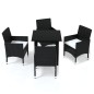 vidaXL 5-tlg. Garten-Essgruppe mit Kissen Poly Rattan Schwarz vidaXL 5-tlg. Garten-Essgruppe mit Kissen Poly Rattan Schwarz