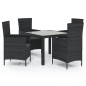 vidaXL 5-tlg. Garten-Essgruppe mit Kissen Poly Rattan Schwarz vidaXL 5-tlg. Garten-Essgruppe mit Kissen Poly Rattan Schwarz