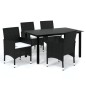 vidaXL 5-tlg. Garten-Essgruppe mit Kissen Poly Rattan Schwarz vidaXL 5-tlg. Garten-Essgruppe mit Kissen Poly Rattan Schwarz