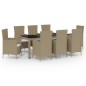 vidaXL 9-tlg. Garten-Essgruppe mit Kissen Poly Rattan Beige vidaXL 9-tlg. Garten-Essgruppe mit Kissen Poly Rattan Beige