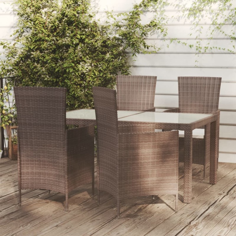vidaXL 5-tlg. Garten-Essgruppe mit Auflagen Poly Rattan Braun vidaXL 5-tlg. Garten-Essgruppe mit Auflagen Poly Rattan Braun