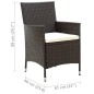 vidaXL 5-tlg. Garten-Essgruppe mit Auflagen Poly Rattan Braun vidaXL 5-tlg. Garten-Essgruppe mit Auflagen Poly Rattan Braun