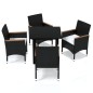 vidaXL 5-tlg. Garten-Essgruppe mit Kissen Poly Rattan Schwarz vidaXL 5-tlg. Garten-Essgruppe mit Kissen Poly Rattan Schwarz