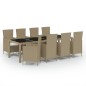 vidaXL 9-tlg. Garten-Essgruppe mit Kissen Poly Rattan Beige vidaXL 9-tlg. Garten-Essgruppe mit Kissen Poly Rattan Beige
