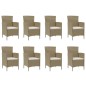 vidaXL 9-tlg. Garten-Essgruppe mit Kissen Poly Rattan Beige vidaXL 9-tlg. Garten-Essgruppe mit Kissen Poly Rattan Beige