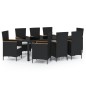 vidaXL 9-tlg. Garten-Essgruppe mit Kissen Poly Rattan Schwarz vidaXL 9-tlg. Garten-Essgruppe mit Kissen Poly Rattan Schwarz