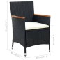vidaXL 9-tlg. Garten-Essgruppe mit Kissen Poly Rattan Schwarz vidaXL 9-tlg. Garten-Essgruppe mit Kissen Poly Rattan Schwarz