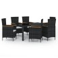 vidaXL 7-tlg. Garten-Essgruppe mit Auflagen Poly Rattan Schwarz vidaXL 7-tlg. Garten-Essgruppe mit Auflagen Poly Rattan Schwarz