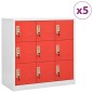 vidaXL Schließfachschränke 5 Stk. Hellgrau und Rot 90x45x92,5 cm Stahl vidaXL Schließfachschränke 5 Stk. Hellgrau und Rot 90x45x92,5 cm Stahl