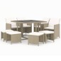 vidaXL 9-tlg. Garten-Essgruppe mit Kissen Poly Rattan Beige vidaXL 9-tlg. Garten-Essgruppe mit Kissen Poly Rattan Beige
