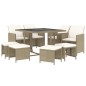 vidaXL 9-tlg. Garten-Essgruppe mit Kissen Poly Rattan Beige vidaXL 9-tlg. Garten-Essgruppe mit Kissen Poly Rattan Beige
