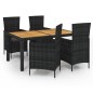 vidaXL 5-tlg. Garten-Essgruppe mit Auflagen Poly Rattan Schwarz vidaXL 5-tlg. Garten-Essgruppe mit Auflagen Poly Rattan Schwarz