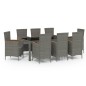 vidaXL 9-tlg. Garten-Essgruppe mit Kissen Poly Rattan Grau vidaXL 9-tlg. Garten-Essgruppe mit Kissen Poly Rattan Grau