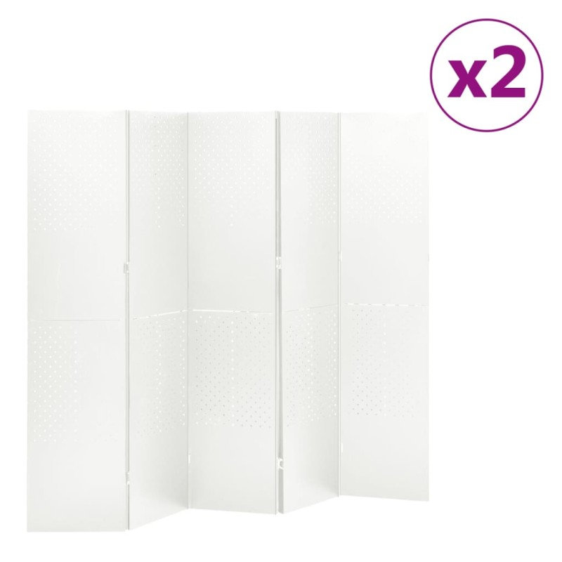 vidaXL 5-tlg. Raumteiler 2 Stk. Weiß 200x180 cm Stahl vidaXL 5-tlg. Raumteiler 2 Stk. Weiß 200x180 cm Stahl