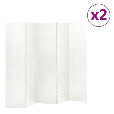 vidaXL 5-tlg. Raumteiler 2 Stk. Weiß 200x180 cm Stahl