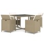 vidaXL 5-tlg. Garten-Essgruppe mit Kissen Poly Rattan Beige vidaXL 5-tlg. Garten-Essgruppe mit Kissen Poly Rattan Beige