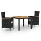 vidaXL 3-tlg. Garten-Essgruppe mit Auflagen Poly Rattan Schwarz vidaXL 3-tlg. Garten-Essgruppe mit Auflagen Poly Rattan Schwarz