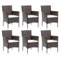 vidaXL 7-tlg. Garten-Essgruppe mit Kissen Poly Rattan Braun vidaXL 7-tlg. Garten-Essgruppe mit Kissen Poly Rattan Braun