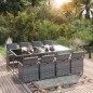 vidaXL 9-tlg. Garten-Essgruppe mit Kissen Poly Rattan Grau vidaXL 9-tlg. Garten-Essgruppe mit Kissen Poly Rattan Grau