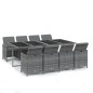 vidaXL 9-tlg. Garten-Essgruppe mit Kissen Poly Rattan Grau vidaXL 9-tlg. Garten-Essgruppe mit Kissen Poly Rattan Grau