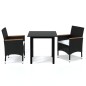 vidaXL 3-tlg. Garten-Essgruppe mit Kissen Poly Rattan Schwarz vidaXL 3-tlg. Garten-Essgruppe mit Kissen Poly Rattan Schwarz
