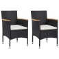 vidaXL 3-tlg. Garten-Essgruppe mit Kissen Poly Rattan Schwarz vidaXL 3-tlg. Garten-Essgruppe mit Kissen Poly Rattan Schwarz