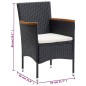 vidaXL 3-tlg. Garten-Essgruppe mit Kissen Poly Rattan Schwarz vidaXL 3-tlg. Garten-Essgruppe mit Kissen Poly Rattan Schwarz