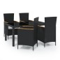 vidaXL 5-tlg. Garten-Essgruppe mit Auflagen Poly Rattan Schwarz vidaXL 5-tlg. Garten-Essgruppe mit Auflagen Poly Rattan Schwarz