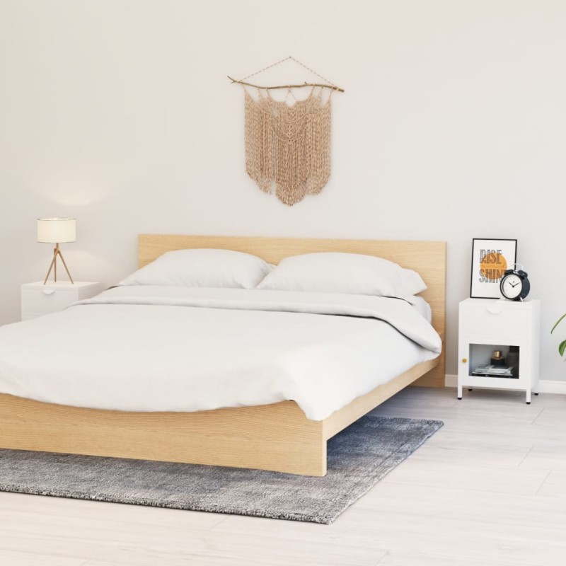 vidaXL Nachttische 2 Stk. Weiß 40x30x54,5 cm Stahl und Glas vidaXL Nachttische 2 Stk. Weiß 40x30x54,5 cm Stahl und Glas