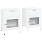 vidaXL Nachttische 2 Stk. Weiß 40x30x54,5 cm Stahl und Glas vidaXL Nachttische 2 Stk. Weiß 40x30x54,5 cm Stahl und Glas