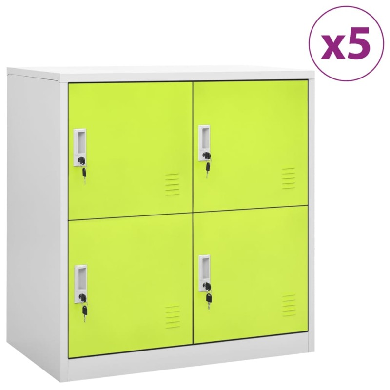 vidaXL Schließfachschränke 5 Stk. Hellgrau und Grün 90x45x92,5cm Stahl vidaXL Schließfachschränke 5 Stk. Hellgrau und Grün 90x45x92,5cm Stahl