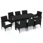 vidaXL 9-tlg. Garten-Essgruppe mit Kissen Poly Rattan Schwarz vidaXL 9-tlg. Garten-Essgruppe mit Kissen Poly Rattan Schwarz