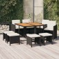 vidaXL 9-tlg. Garten-Essgruppe mit Kissen Poly Rattan Schwarz vidaXL 9-tlg. Garten-Essgruppe mit Kissen Poly Rattan Schwarz