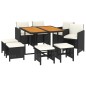 vidaXL 9-tlg. Garten-Essgruppe mit Kissen Poly Rattan Schwarz vidaXL 9-tlg. Garten-Essgruppe mit Kissen Poly Rattan Schwarz