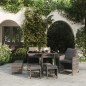 vidaXL 9-tlg. Garten-Essgruppe mit Auflagen Poly Rattan Grau vidaXL 9-tlg. Garten-Essgruppe mit Auflagen Poly Rattan Grau