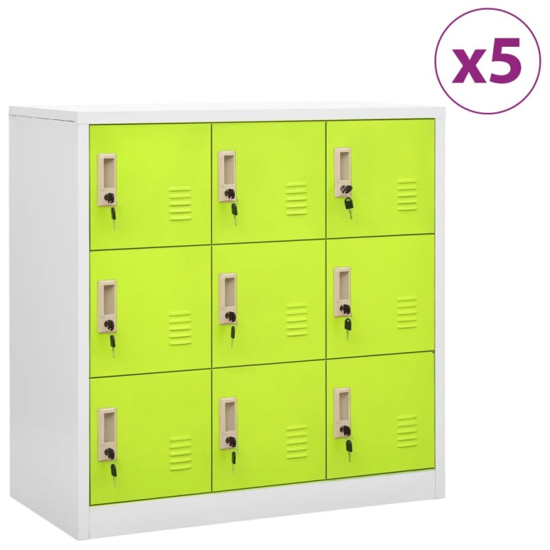 vidaXL Schließfachschränke 5 Stk. Hellgrau und Grün 90x45x92,5cm Stahl vidaXL Schließfachschränke 5 Stk. Hellgrau und Grün 90x45x92,5cm Stahl