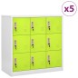 vidaXL Schließfachschränke 5 Stk. Hellgrau und Grün 90x45x92,5cm Stahl vidaXL Schließfachschränke 5 Stk. Hellgrau und Grün 90x45x92,5cm Stahl