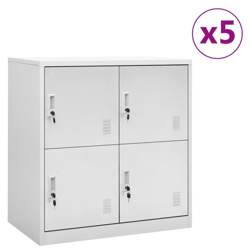 vidaXL Schließfachschränke 5 Stk. Hellgrau 90x45x92,5 cm Stahl vidaXL Schließfachschränke 5 Stk. Hellgrau 90x45x92,5 cm Stahl