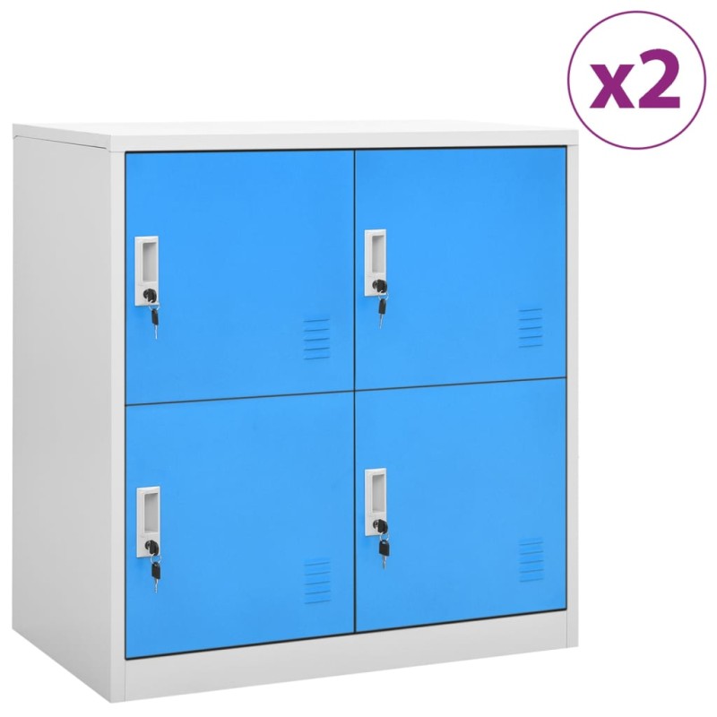 vidaXL Schließfachschränke 2 Stk. Hellgrau und Blau 90x45x92,5cm Stahl vidaXL Schließfachschränke 2 Stk. Hellgrau und Blau 90x45x92,5cm Stahl