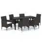 vidaXL 7-tlg. Garten-Essgruppe mit Kissen Poly Rattan Braun vidaXL 7-tlg. Garten-Essgruppe mit Kissen Poly Rattan Braun