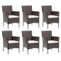 vidaXL 7-tlg. Garten-Essgruppe mit Kissen Poly Rattan Braun vidaXL 7-tlg. Garten-Essgruppe mit Kissen Poly Rattan Braun
