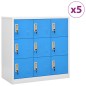 vidaXL Schließfachschränke 5 Stk. Hellgrau und Blau 90x45x92,5cm Stahl vidaXL Schließfachschränke 5 Stk. Hellgrau und Blau 90x45x92,5cm Stahl