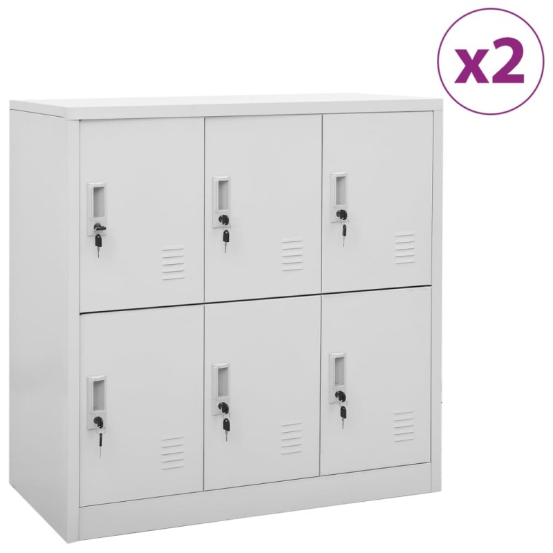 vidaXL Schließfachschränke 2 Stk. Hellgrau 90x45x92,5 cm Stahl vidaXL Schließfachschränke 2 Stk. Hellgrau 90x45x92,5 cm Stahl