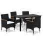 vidaXL 5-tlg. Garten-Essgruppe mit Kissen Poly Rattan Schwarz vidaXL 5-tlg. Garten-Essgruppe mit Kissen Poly Rattan Schwarz