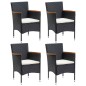 vidaXL 5-tlg. Garten-Essgruppe mit Kissen Poly Rattan Schwarz vidaXL 5-tlg. Garten-Essgruppe mit Kissen Poly Rattan Schwarz